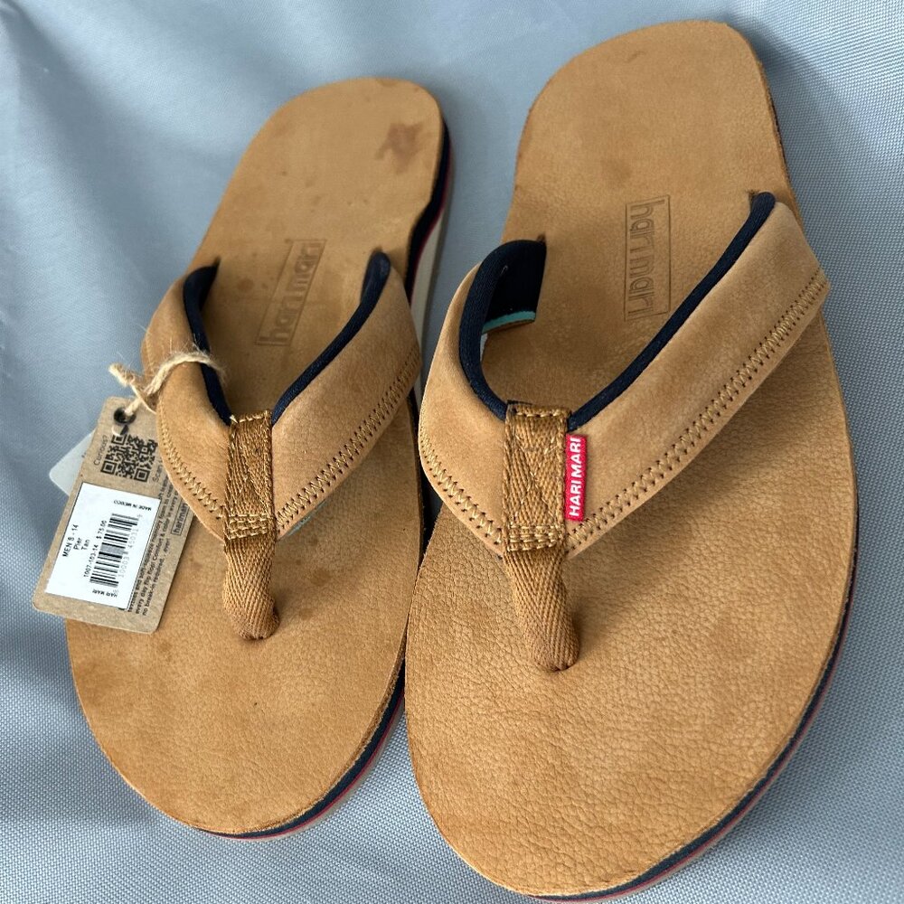 Hari Mari Pier Tan leather flip-flops - size 14 men's